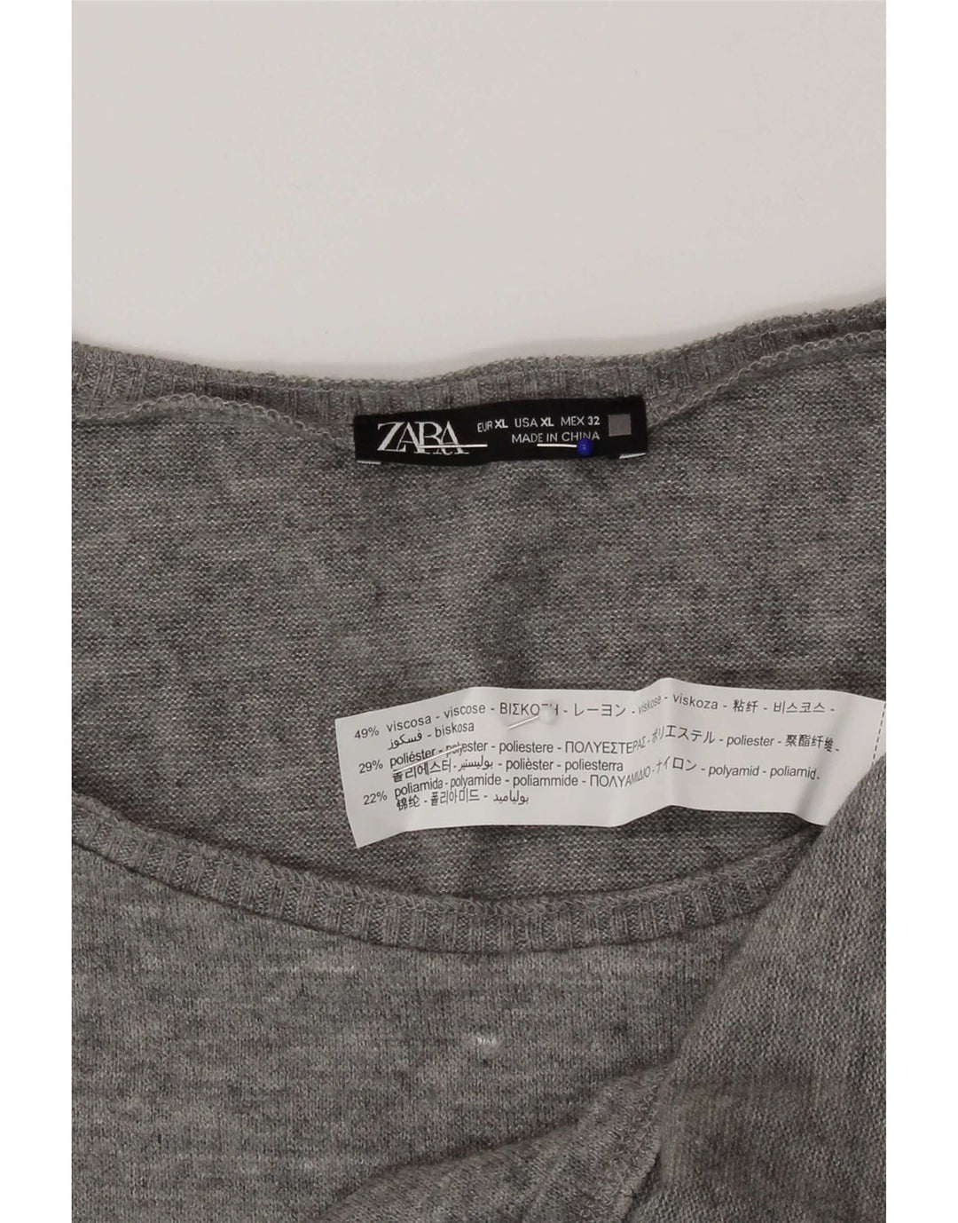 Zara Damevest Top UK 18 XL Grå Viscose