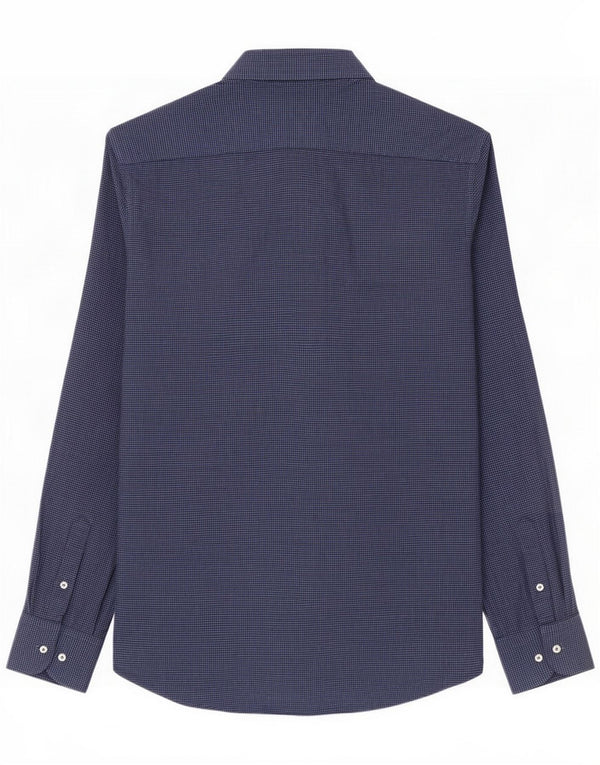 Massimo Dutti Herre Regular Fit Flannel Shirt Small Blue Houndstooth Cotton