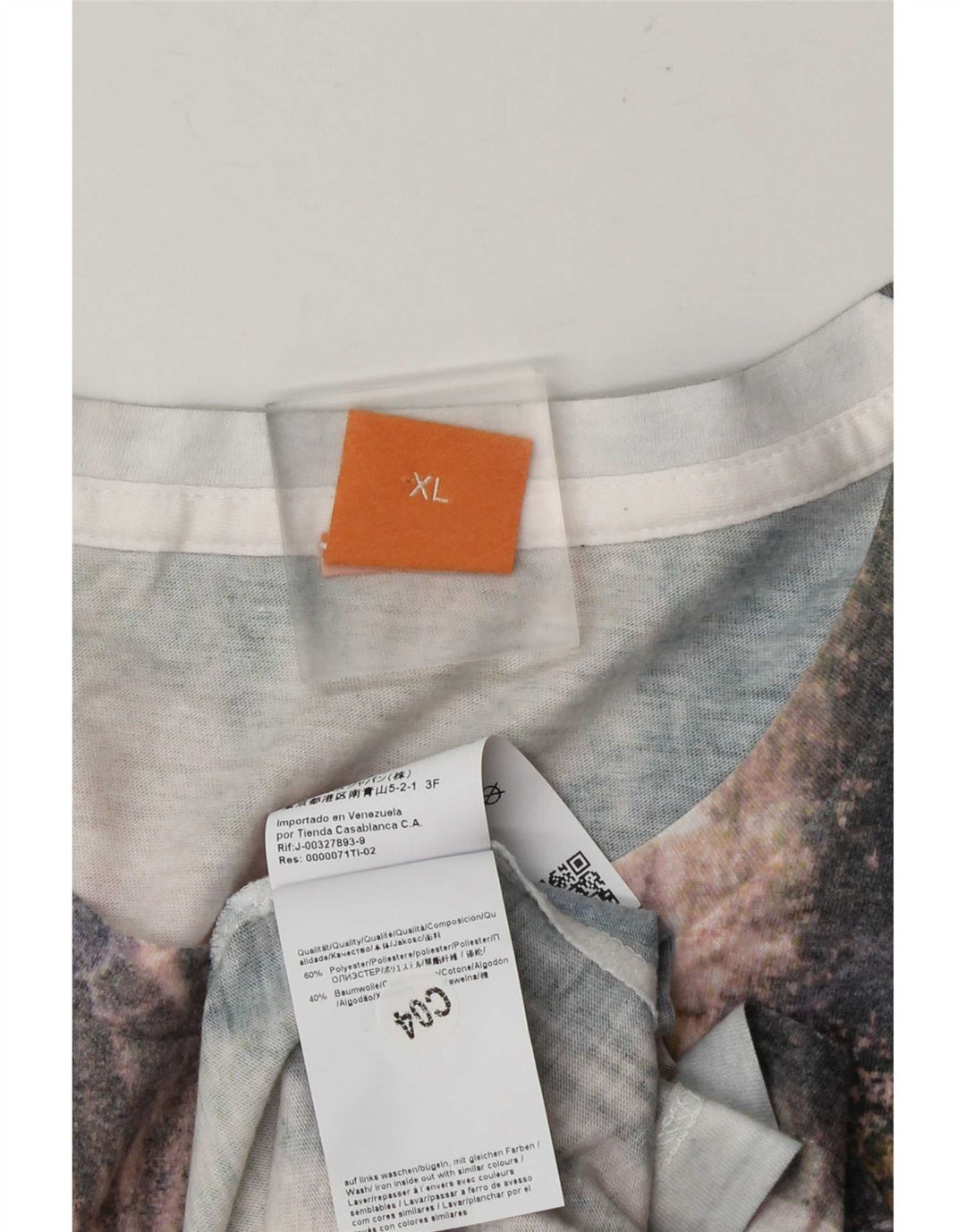Hugo Boss Herre abstrakt mønster T-shirt top XL flerfarvet polyester