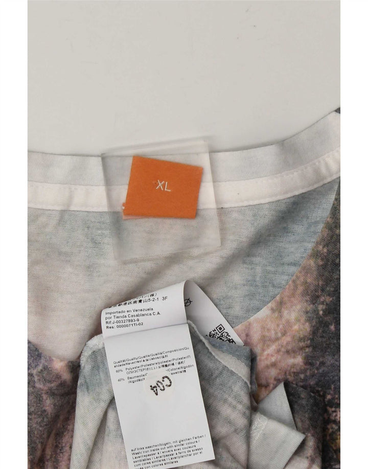 Hugo Boss Herre abstrakt mønster T-shirt top XL flerfarvet polyester