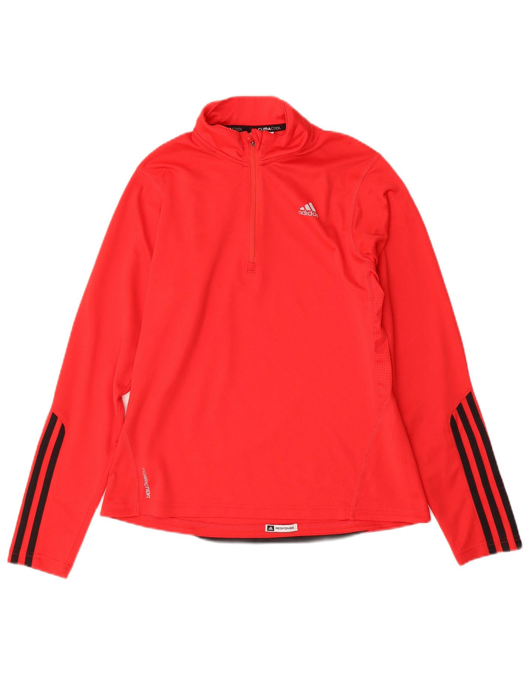 Adidas Dame Climacool Pullover med lynlås-hals Træningsdragt Top UK 14 Medium Rød