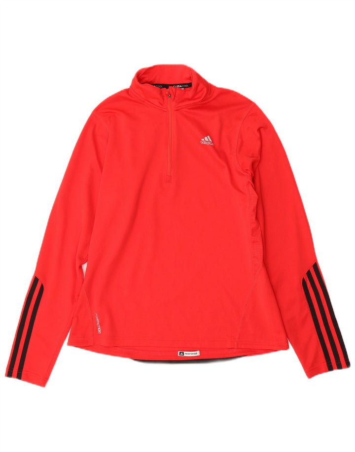Adidas Dame Climacool Pullover med lynlås-hals Træningsdragt Top UK 14 Medium Rød