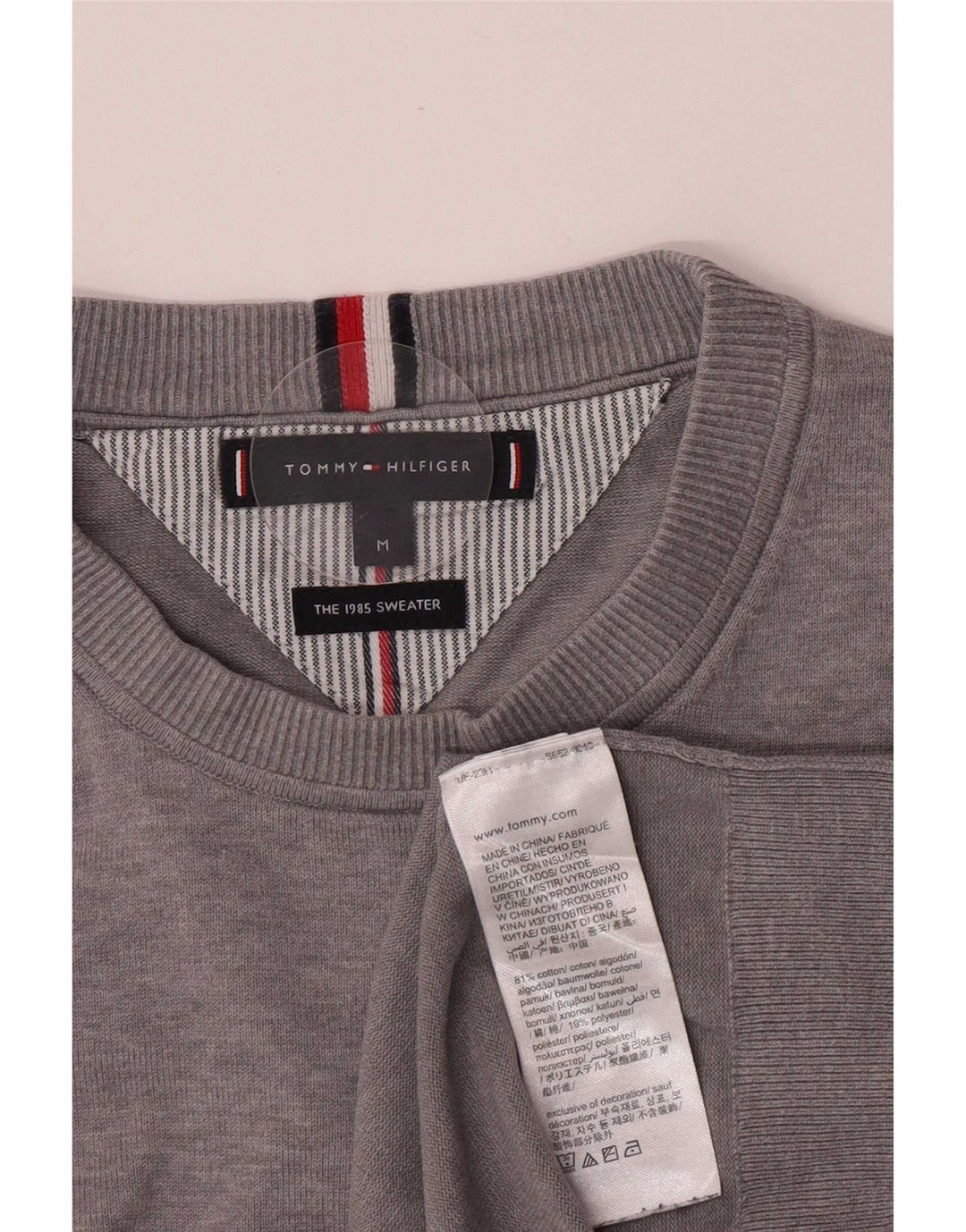 Tommy Hilfiger Herre Crew Neck Jumper Sweater Medium Grå Bomuld