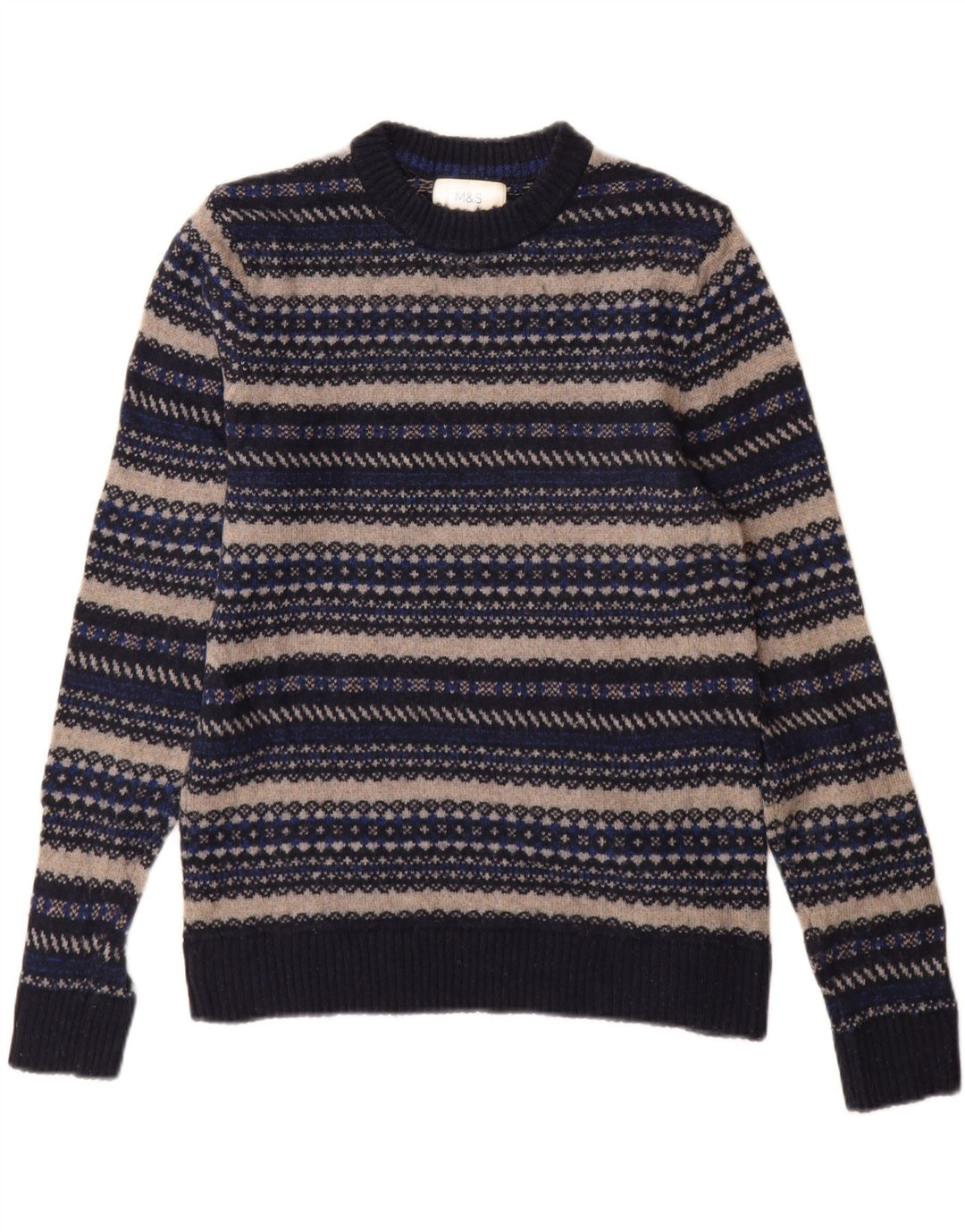 Marks & Spencer Herre sweater med rund hals, lille marineblå stribet
