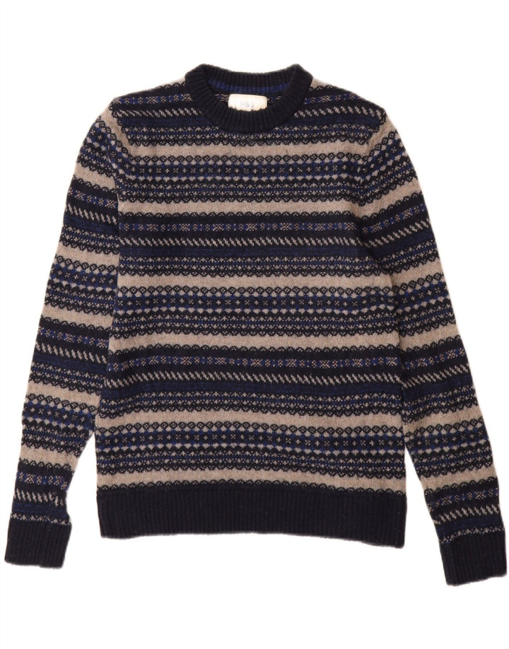 Marks & Spencer Herre sweater med rund hals, lille marineblå stribet