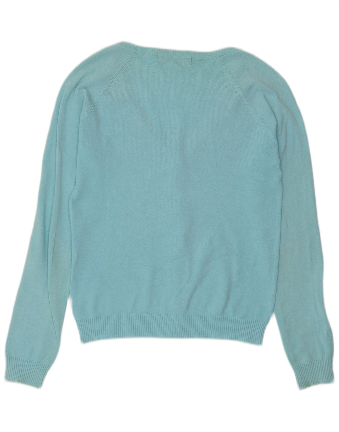 Zara Dame Cardigan Sweater UK 12 Medium Blue Bomuld
