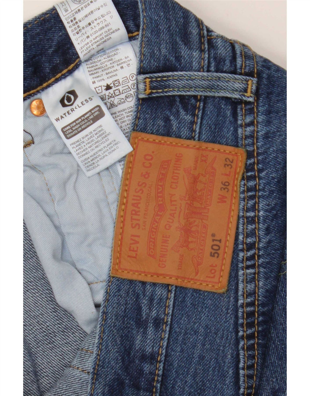 Levi's Herre 501 denimshorts W36 Large Blue Cotton