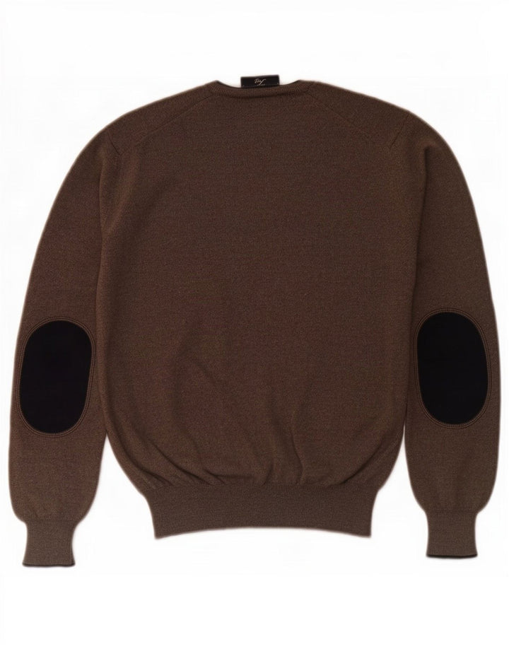 Fay Herre V-hals sweater IT 46 Small Brown Virgin Wool