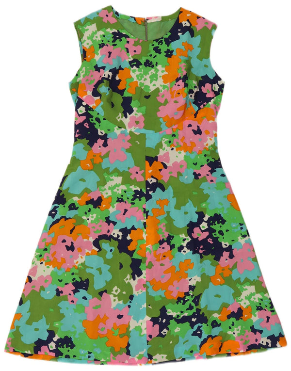 Vintage Kvinders Ærmeløs A-Line Kjole UK 8 Small Multicolored Retro
