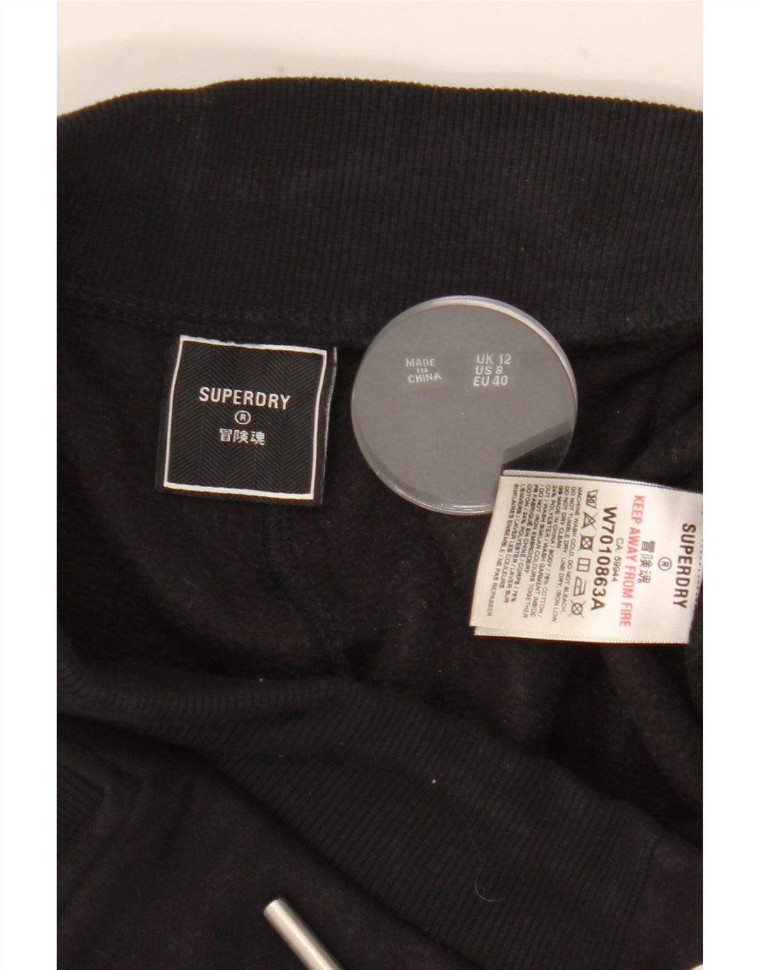 SUPERDRY Træningsdragt til kvinder Joggers UK 12 Medium Sort Bomuld