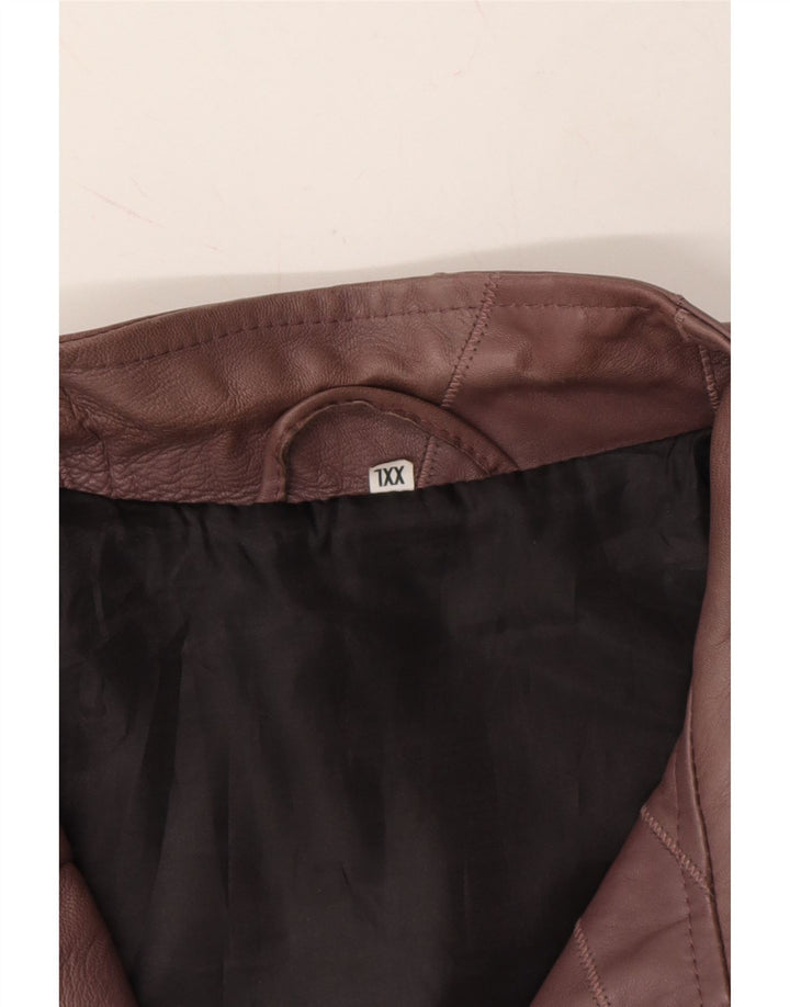 VINTAGE Womens Leather Jacket UK 20 2XL Brown Patchwork Vintage Vintage and Second-Hand Vintage from Messina Hembry 