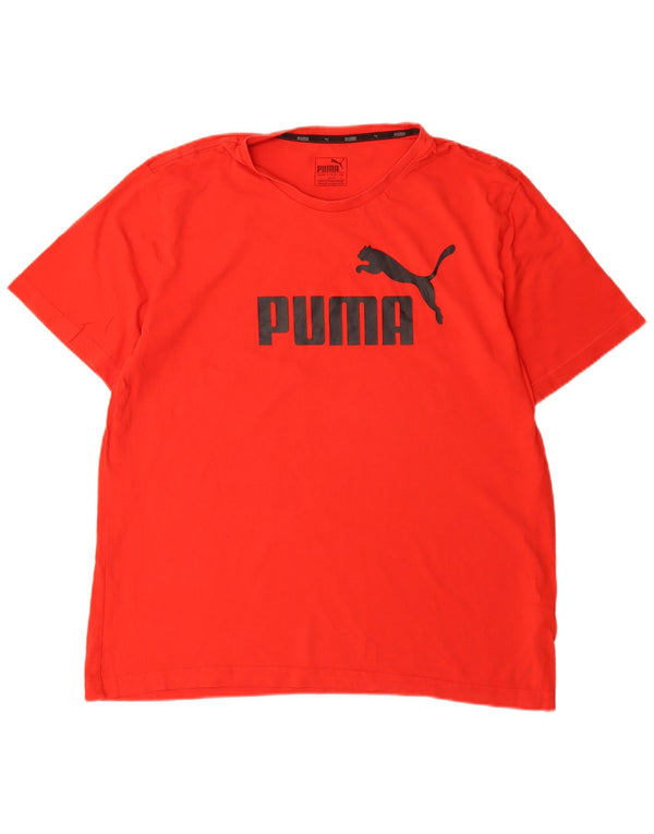 Puma Herre Grafisk T-Shirt Top Stor Rød Bomuld