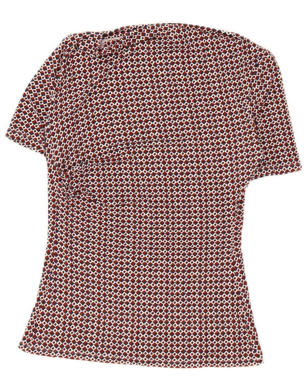 Max Mara Dame Weekend Bluse Top UK 12 Medium Rød Geometrisk
