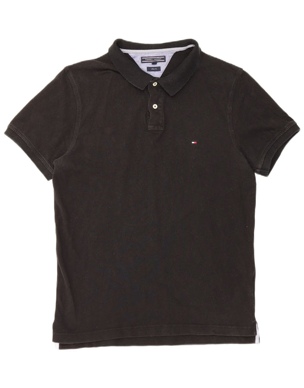 Tommy Hilfiger Mens Slim Fit Polo Shirt XL Black Cotton