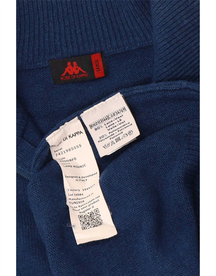 Kappa Herre Zip Neck Jumper Sweater Large Navy Blue Uld