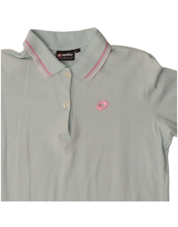 Lotto Dame Polo Shirt UK 14 Stor Blå Bomuld