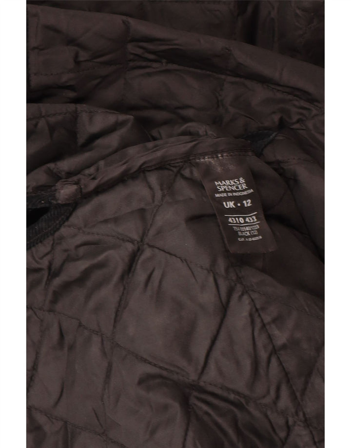 Marks & Spencer Quiltet Frakke til kvinder UK 12 Medium Sort Polyamid