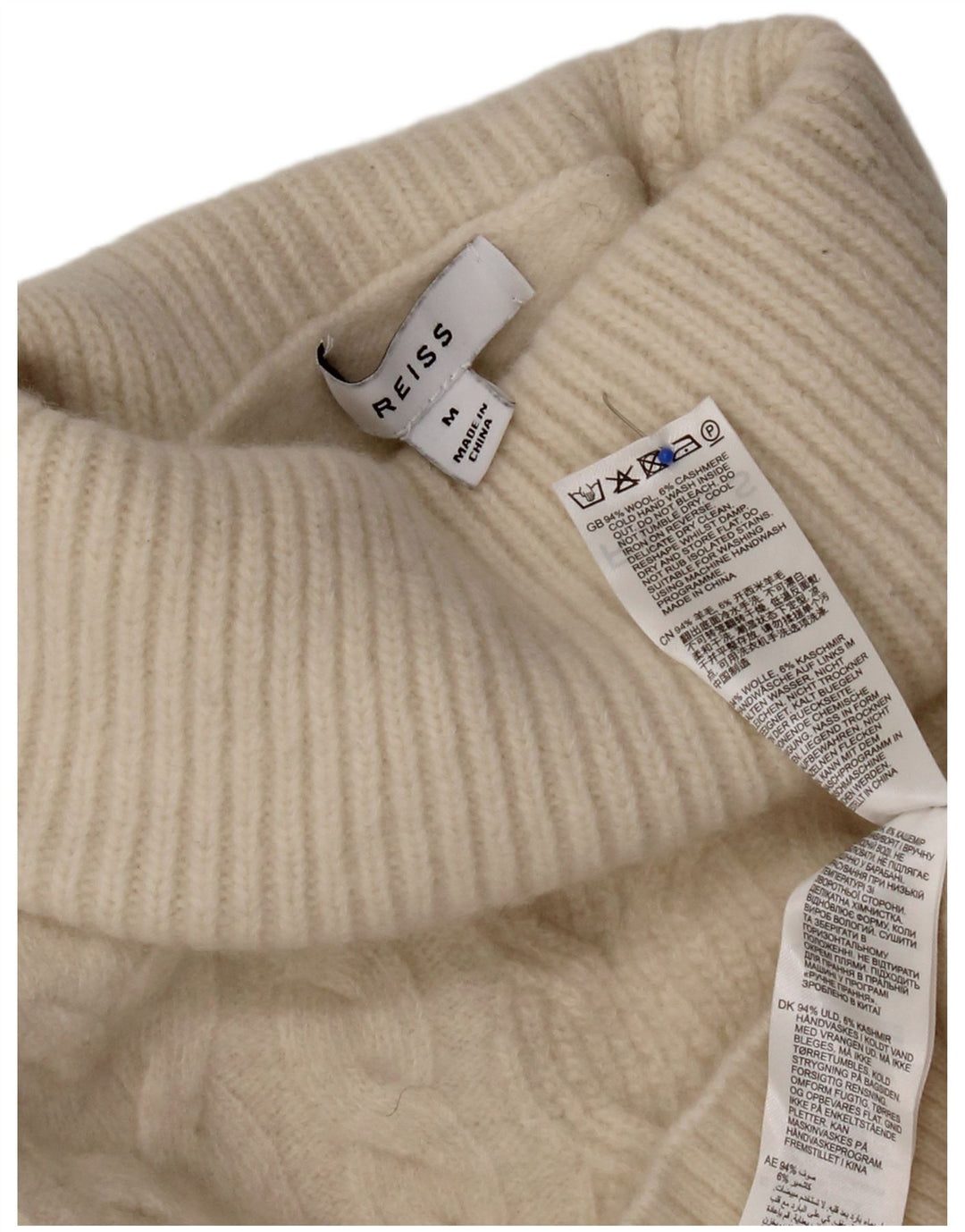 Reiss Dame Roll Neck Jumper Sweater UK 14 Medium Off White Uld