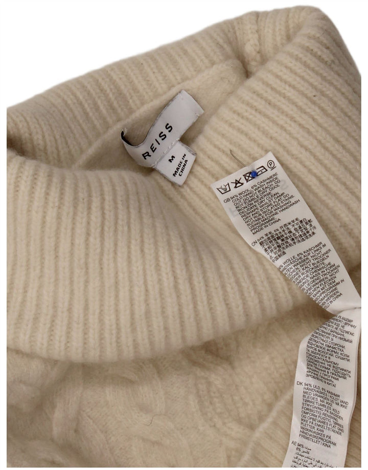 Reiss Dame Roll Neck Jumper Sweater UK 14 Medium Off White Uld