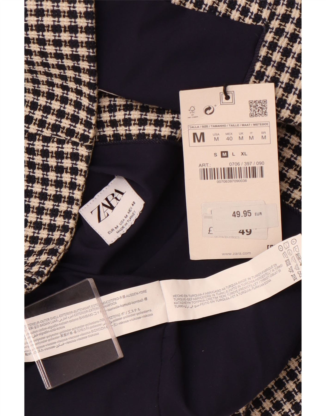 ZARA veste til mænd Medium marineblå Houndstooth bomuld