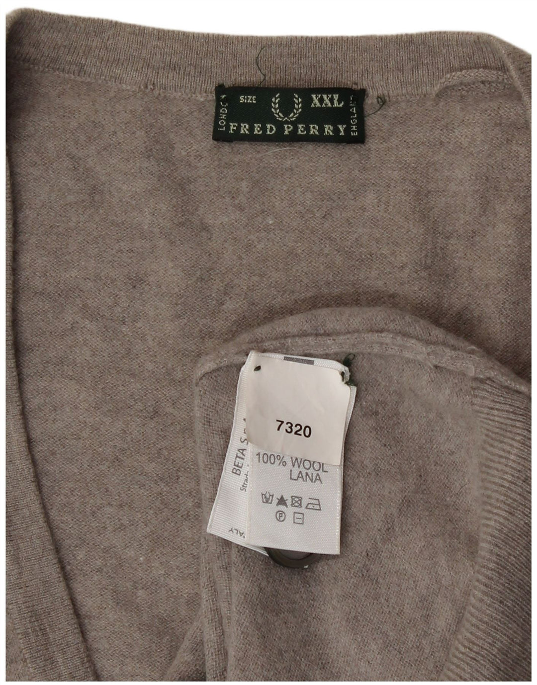 Fred Perry Dame Cardigan Sweater UK 20 2XL Grå Uld