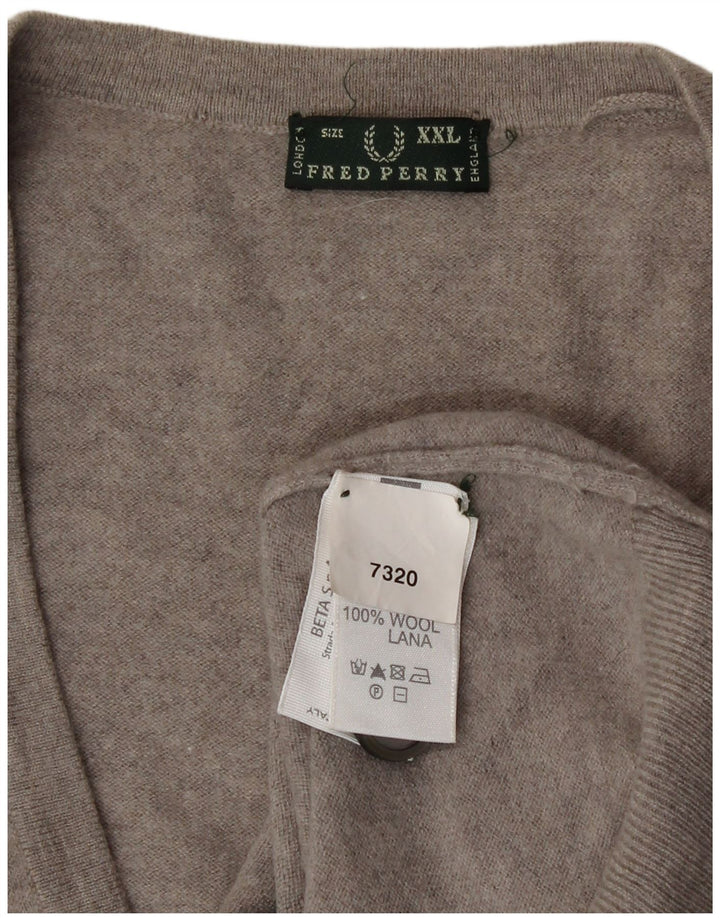 Fred Perry Dame Cardigan Sweater UK 20 2XL Grå Uld