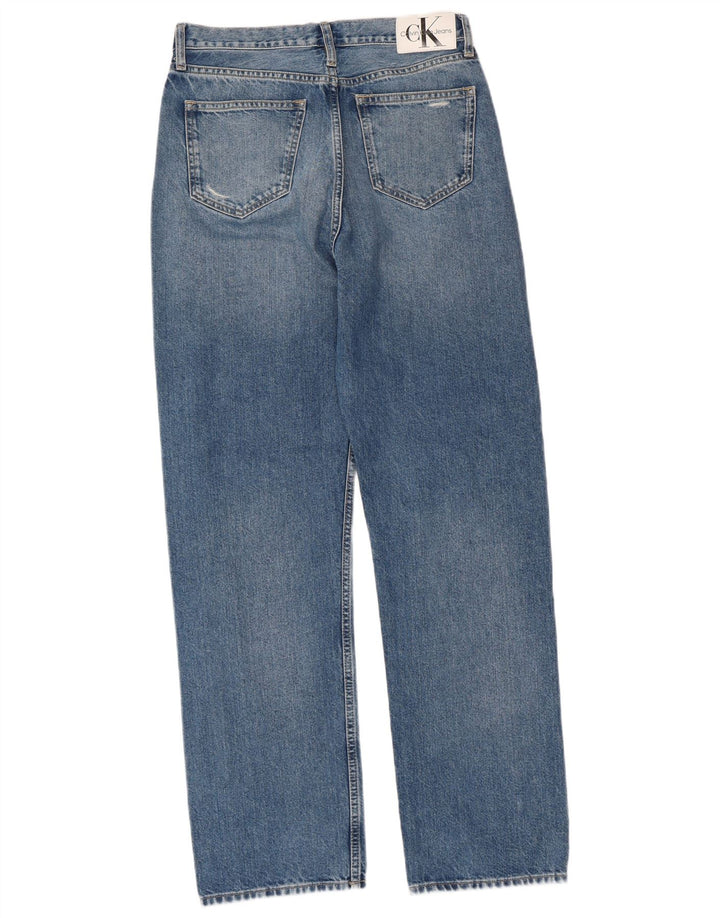CALVIN KLEIN Dame High Rise Distressed Straight Jeans W30 L32 Blå