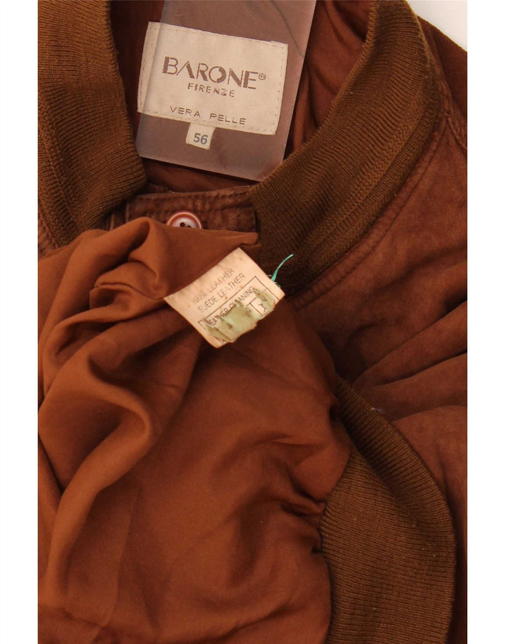 Barone Herre Ruskind Bomber Jacket IT 56 3XL Brunt Læder