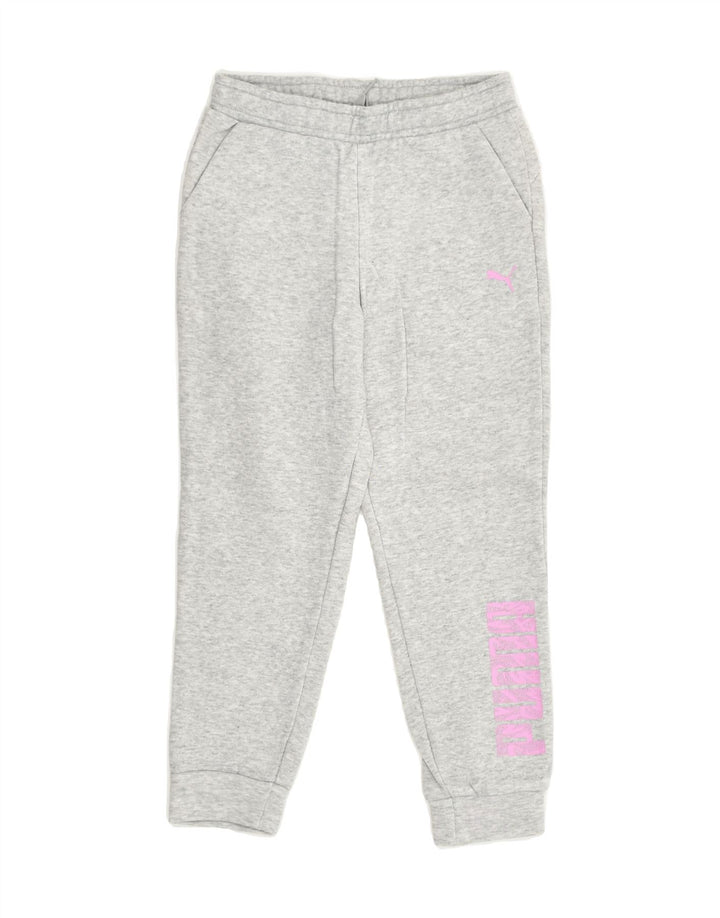 PUMA Girls Graphic Tracksuit Trousers Joggers 7-8 Years Grey Cotton | Vintage Puma | Thrift | Second-Hand Puma | Used Clothing | Messina Hembry 
