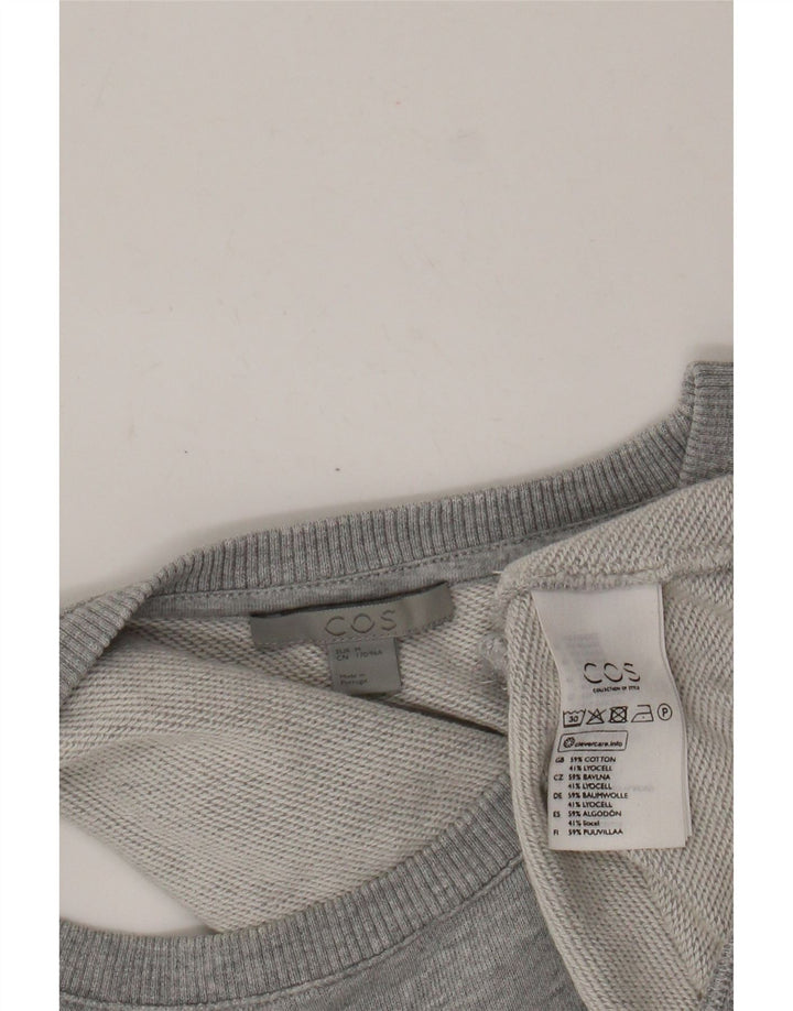 Cos Womens Crop Ærmeløs sweatshirt Jumper UK 12 Medium Grey Bomuld
