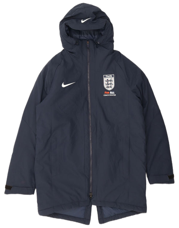 Nike Herre Hooded Parka Jacket UK 38 Medium Navy Blue Polyester