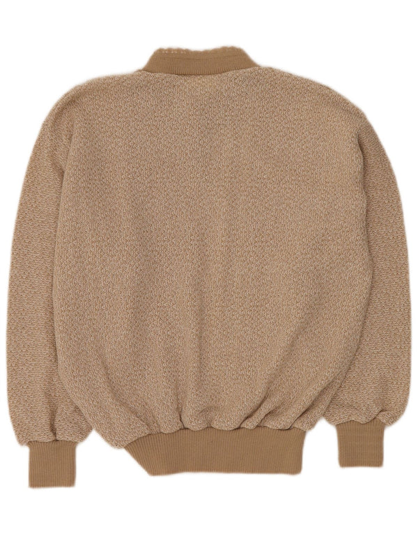 VINTAGE Dame Turtle Neck Sweater IT 50 XL Beige Stribet