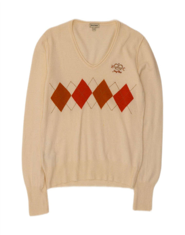 Henry Cottons Dame V-hals sweater IT 46 Large Off White