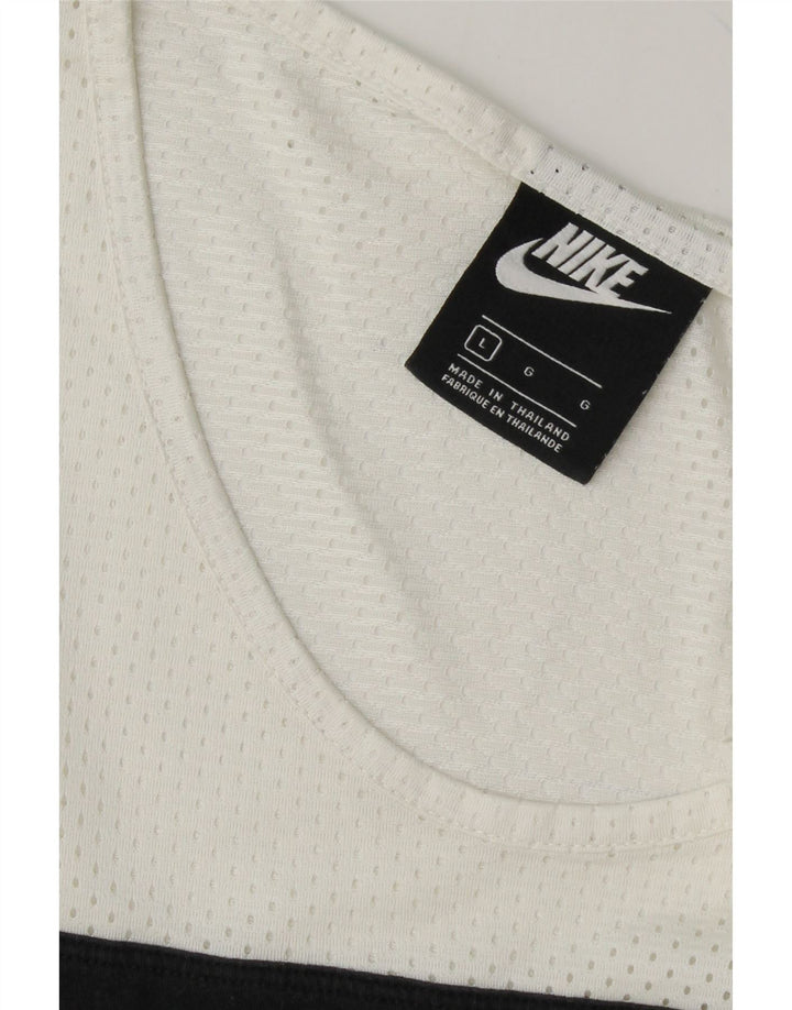 NIKE Womens Graphic Vest Top UK 16 Large White Colourblock Vintage Nike and Second-Hand Nike from Messina Hembry 