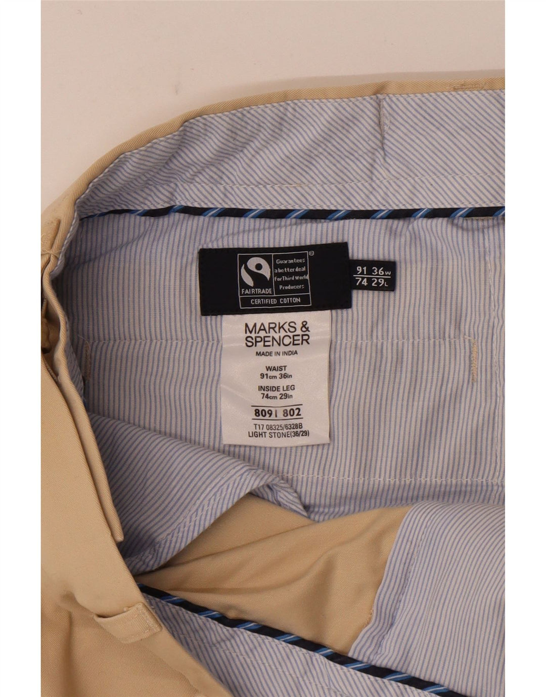 Marks & Spencer Straight Suit Bukser til mænd W36 L29 Beige Bomuld