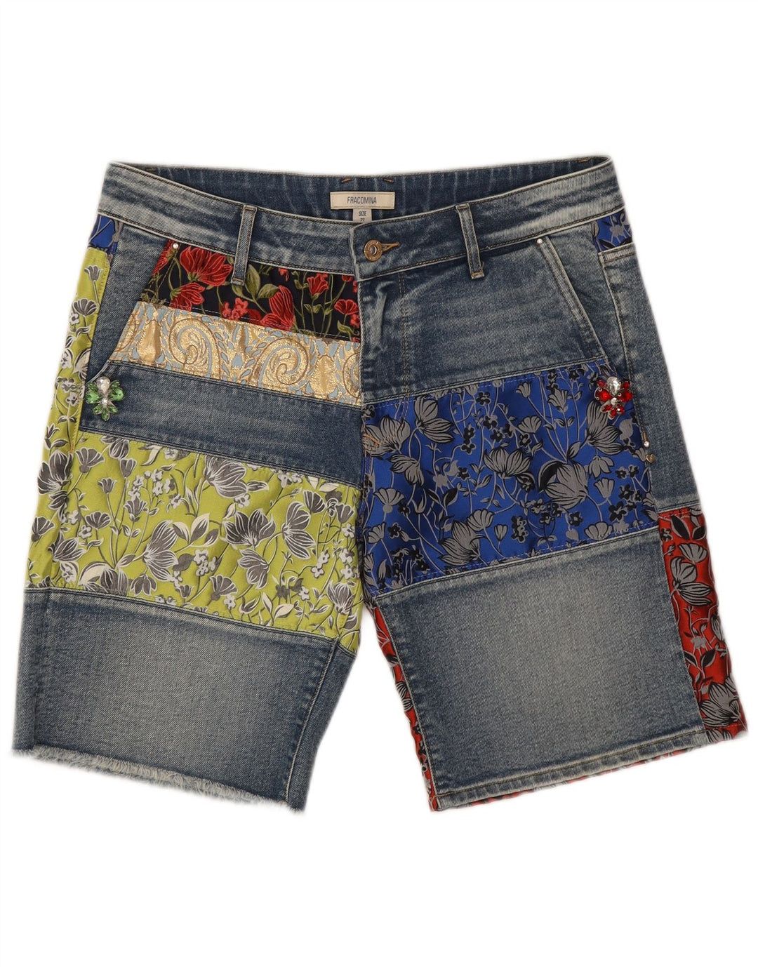 Fracomina denimshorts til kvinder W27 Små blå patchwork