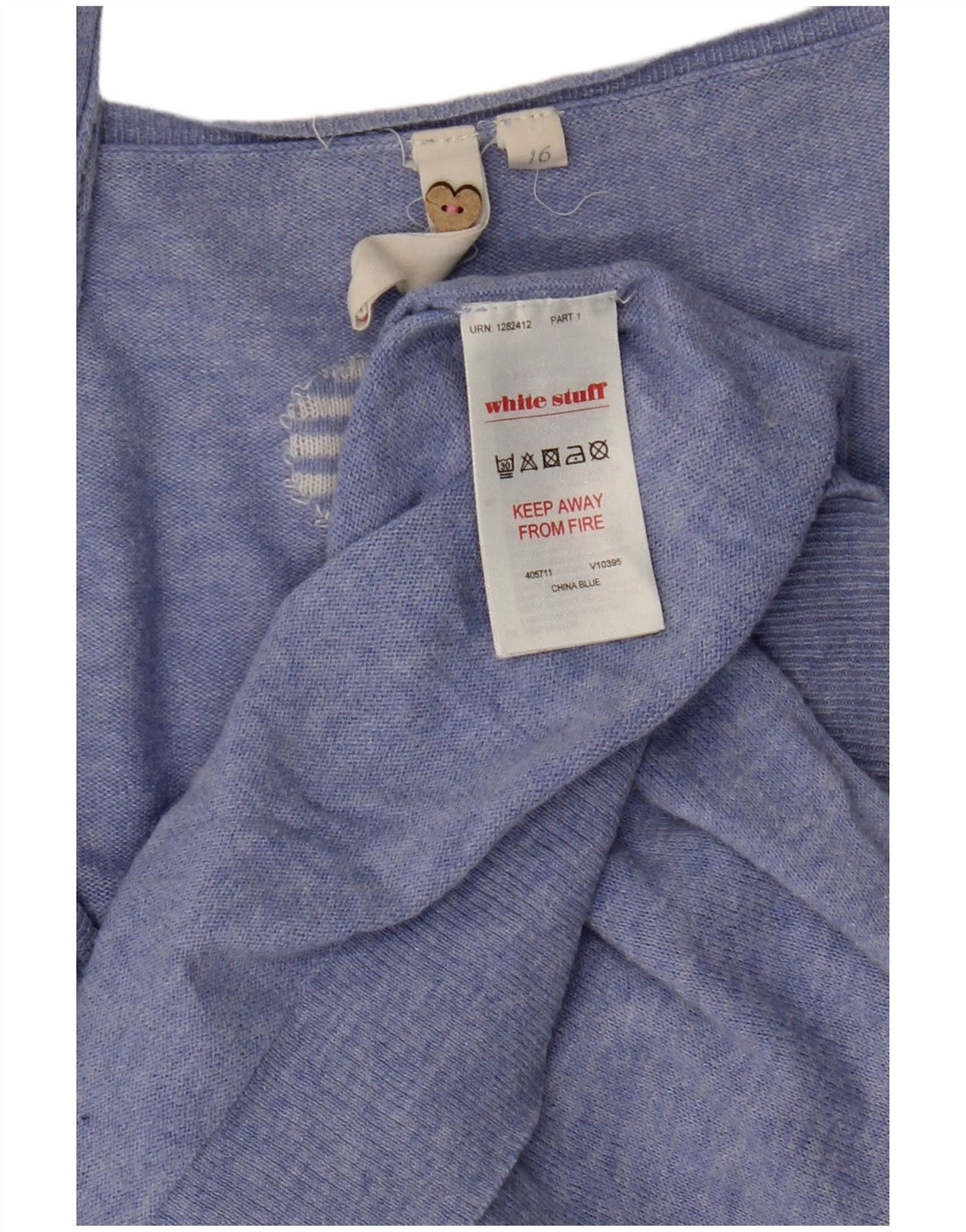 White Stuff Dame Cardigan Sweater UK 16 Large Blue Flecked Bomuld