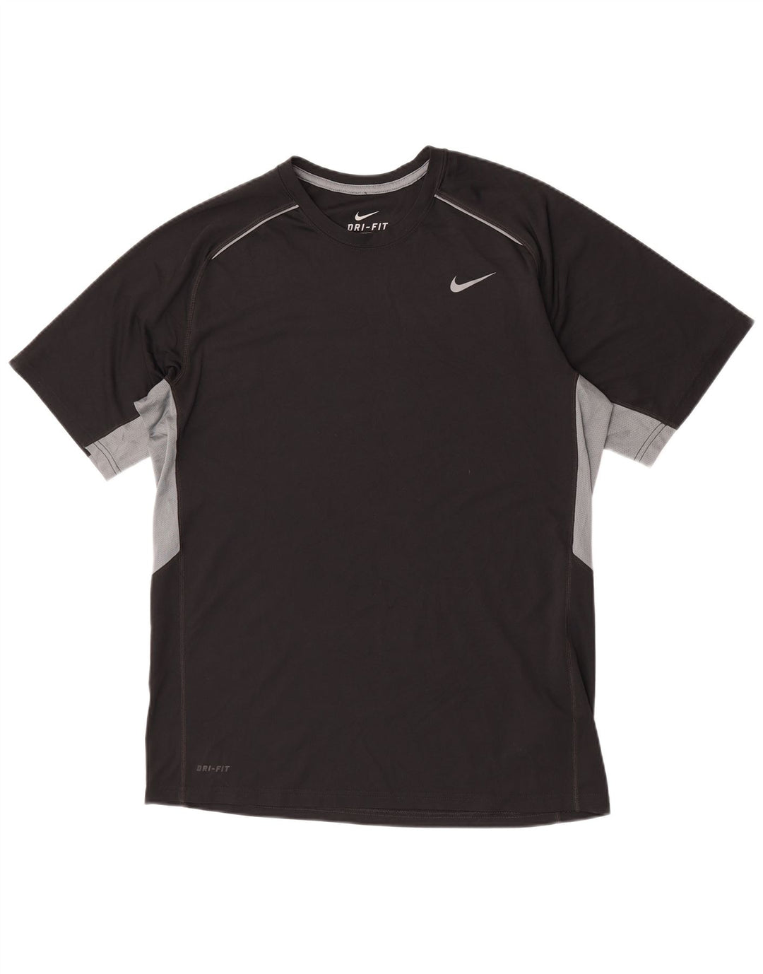 Nike Herre Dri Fit T-Shirt Top Stor Sort Colourblock Polyester