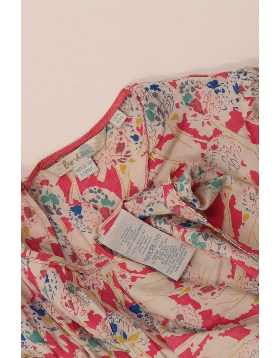 Boden Dame Bluse Top UK 10 Small Multicolored Floral Viscose
