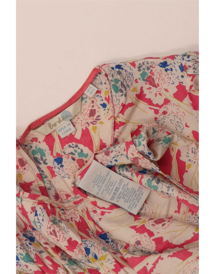 Boden Dame Bluse Top UK 10 Small Multicolored Floral Viscose