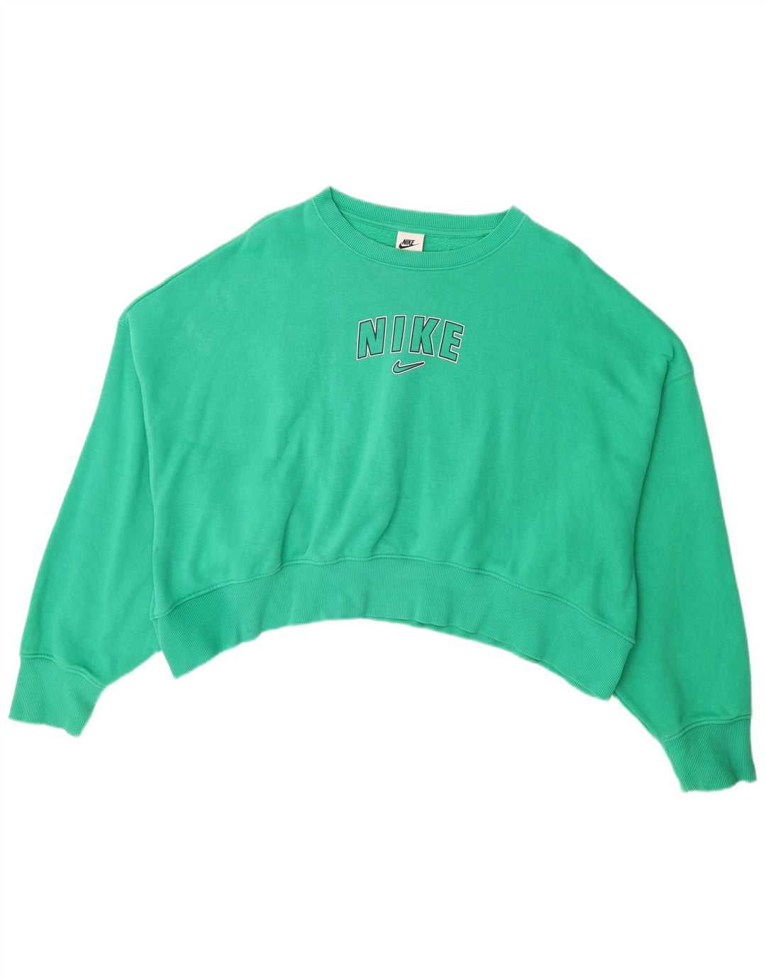 Nike Dame Oversized Graphic Crop Sweatshirt Jumper UK 14 Medium Green