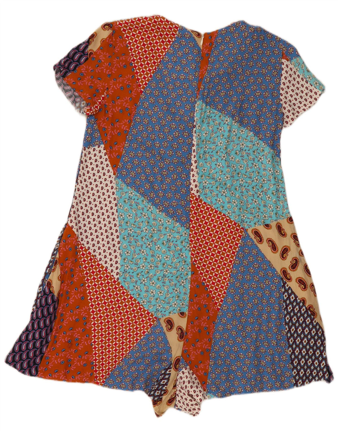ZARA Womens Playsuit UK 6 XS  Multicoloured Patchwork Viscose
