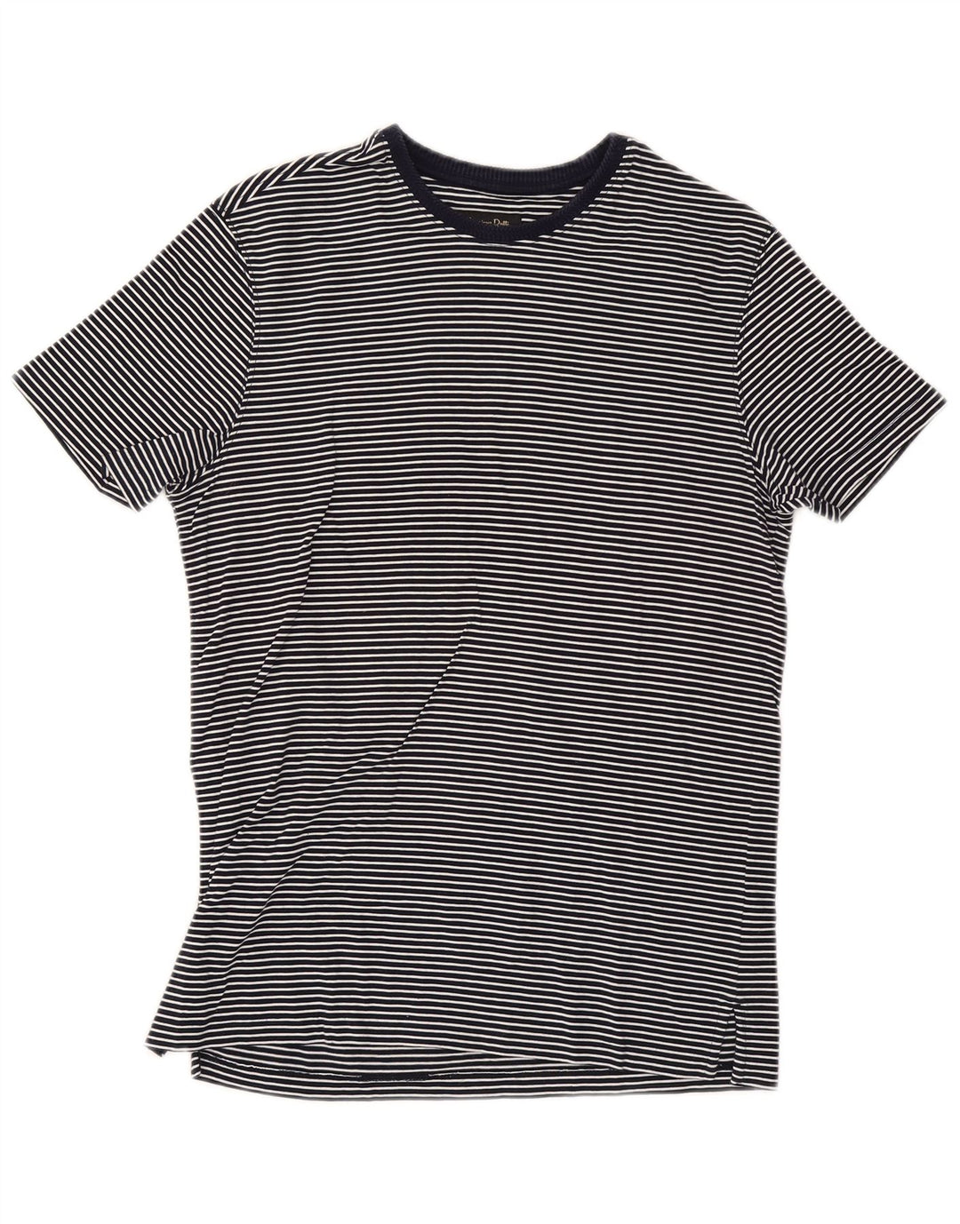 Massimo Dutti Herre T-Shirt Top Medium Navy Blue Nålestribe