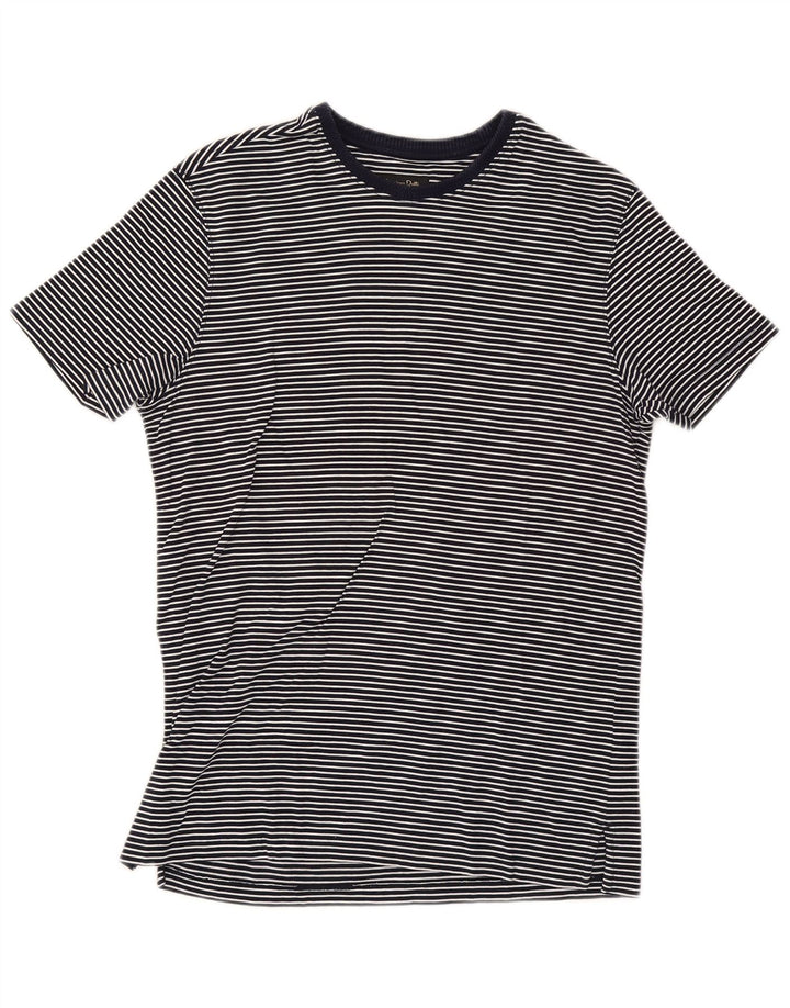 Massimo Dutti Herre T-Shirt Top Medium Navy Blue Nålestribe