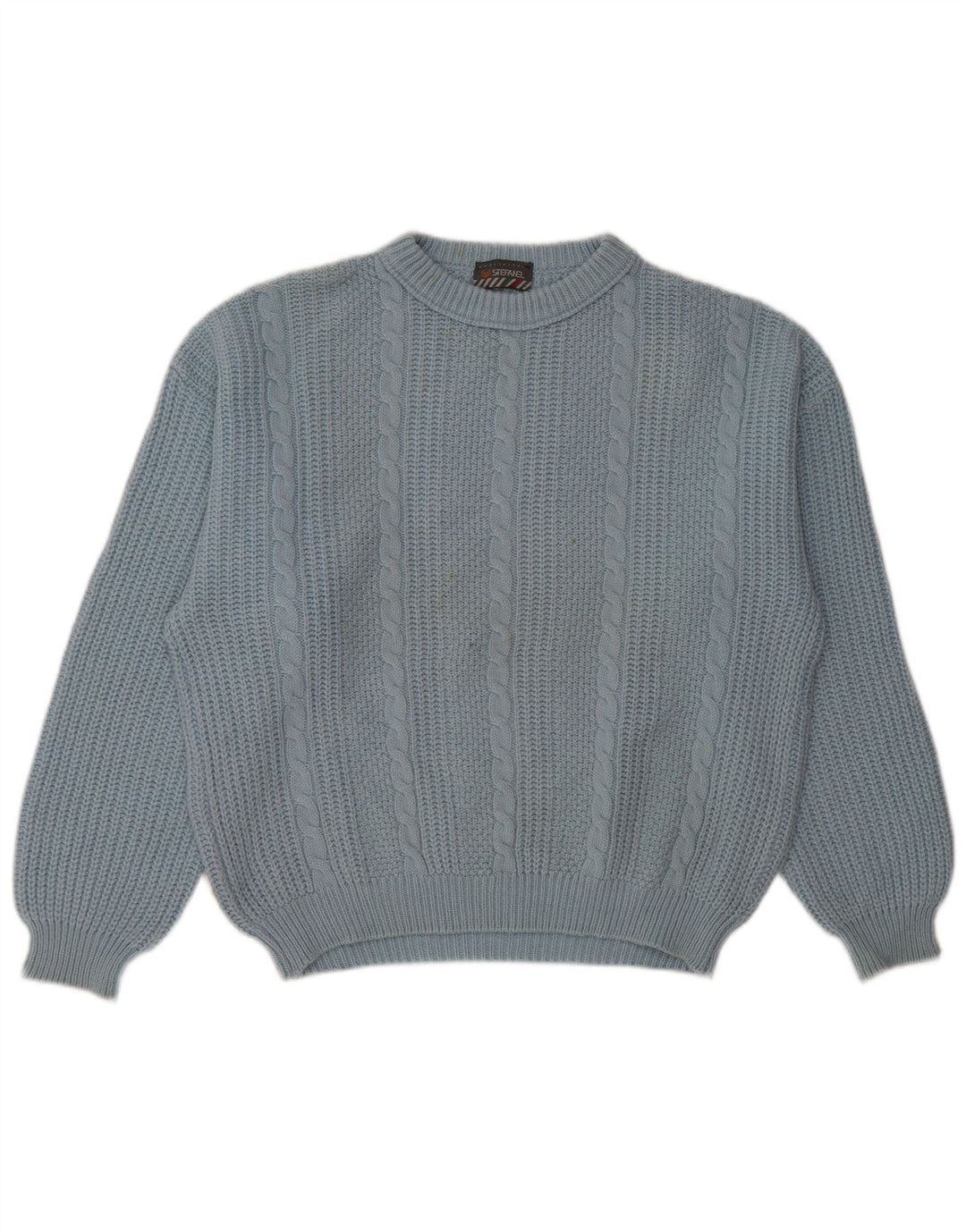 STEFANEL Dame Oversized Crew Neck Jumper Sweater UK 16 Large Blue Wool