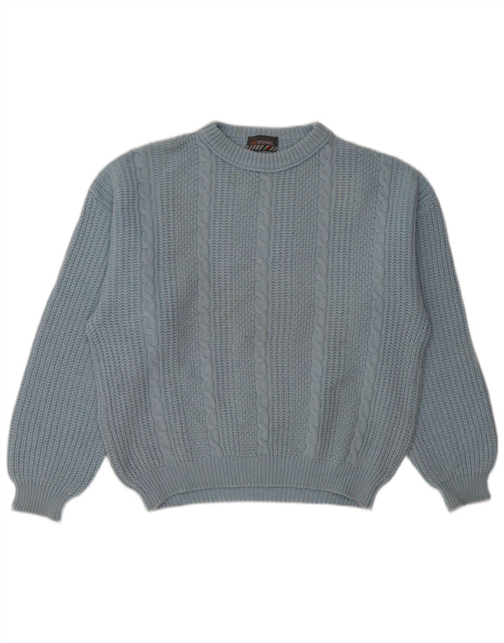 STEFANEL Dame Oversized Crew Neck Jumper Sweater UK 16 Large Blue Wool