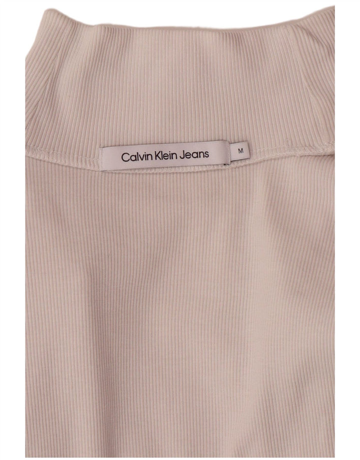 CALVIN KLEIN JEANS Dame Crop Top Langærmet UK 12 Medium White
