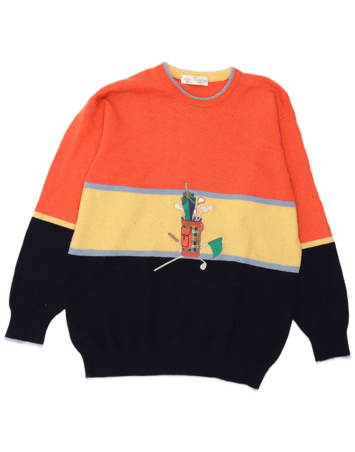 Marks & Spencer Herre Golf Crew Neck Jumper Sweater Medium Flerfarvet