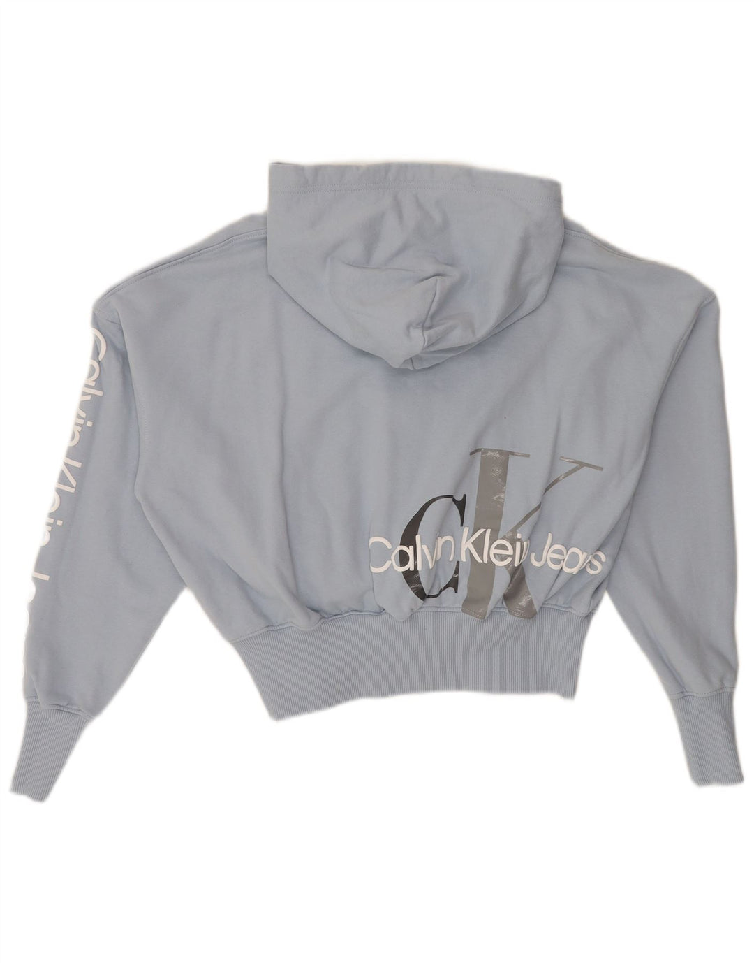 CALVIN KLEIN Womens Oversized Graphic Hoodie Jumper UK 14 Medium Blue