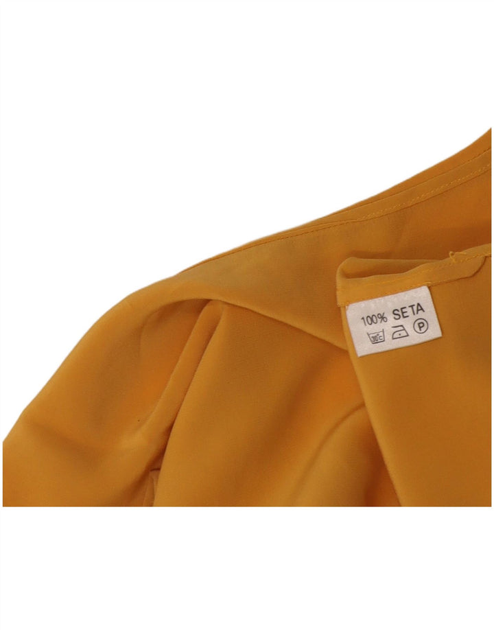 Vintage kvinders ærmeløs Crop Top UK 12 Medium Yellow Silk